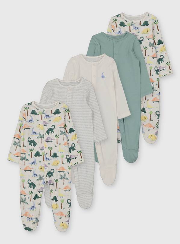 Dinosaur Sleepsuits 5 Pack - Up to 3 mths